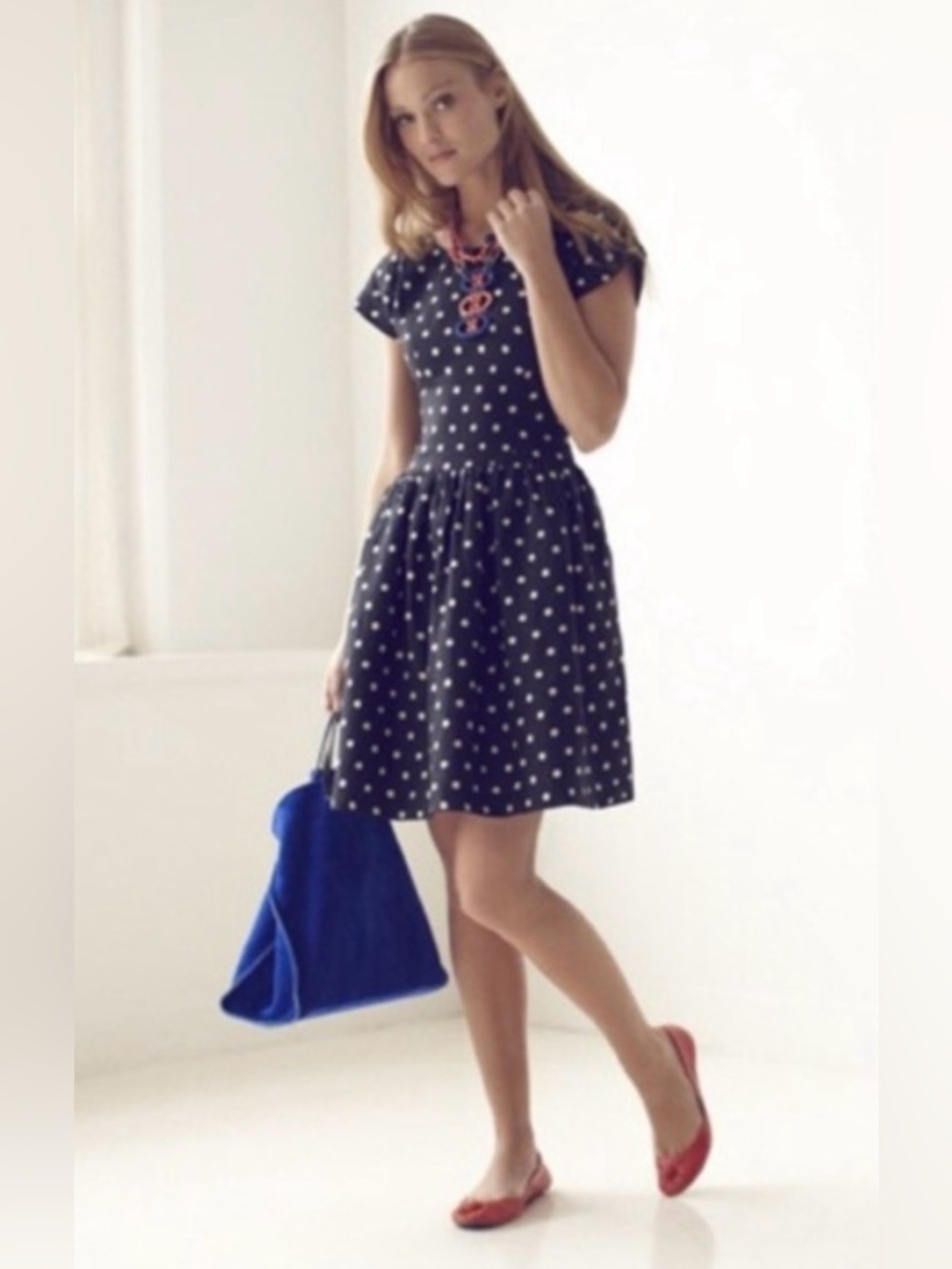 Anthropologie lili’s closet 100% linen polka dot dropped dots dress glee Rachel